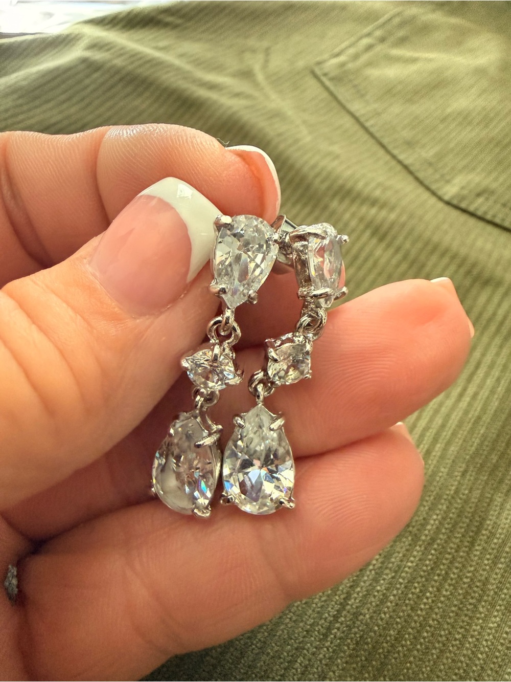 Sterling Silver Drop Crystal Earrings in Clear